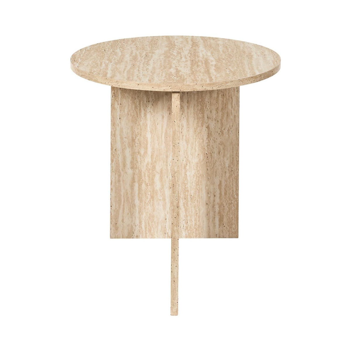 The Home Deco Factory Table d'appoint ronde effet travertin PIETRA - D.45 cm - Beige