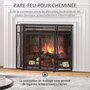 Voir la diapositive 4 : HOMCOM Pare-feu large pour cheminée ou poêle - pare-étincelles - 3 volets pliables et portes - métal noir