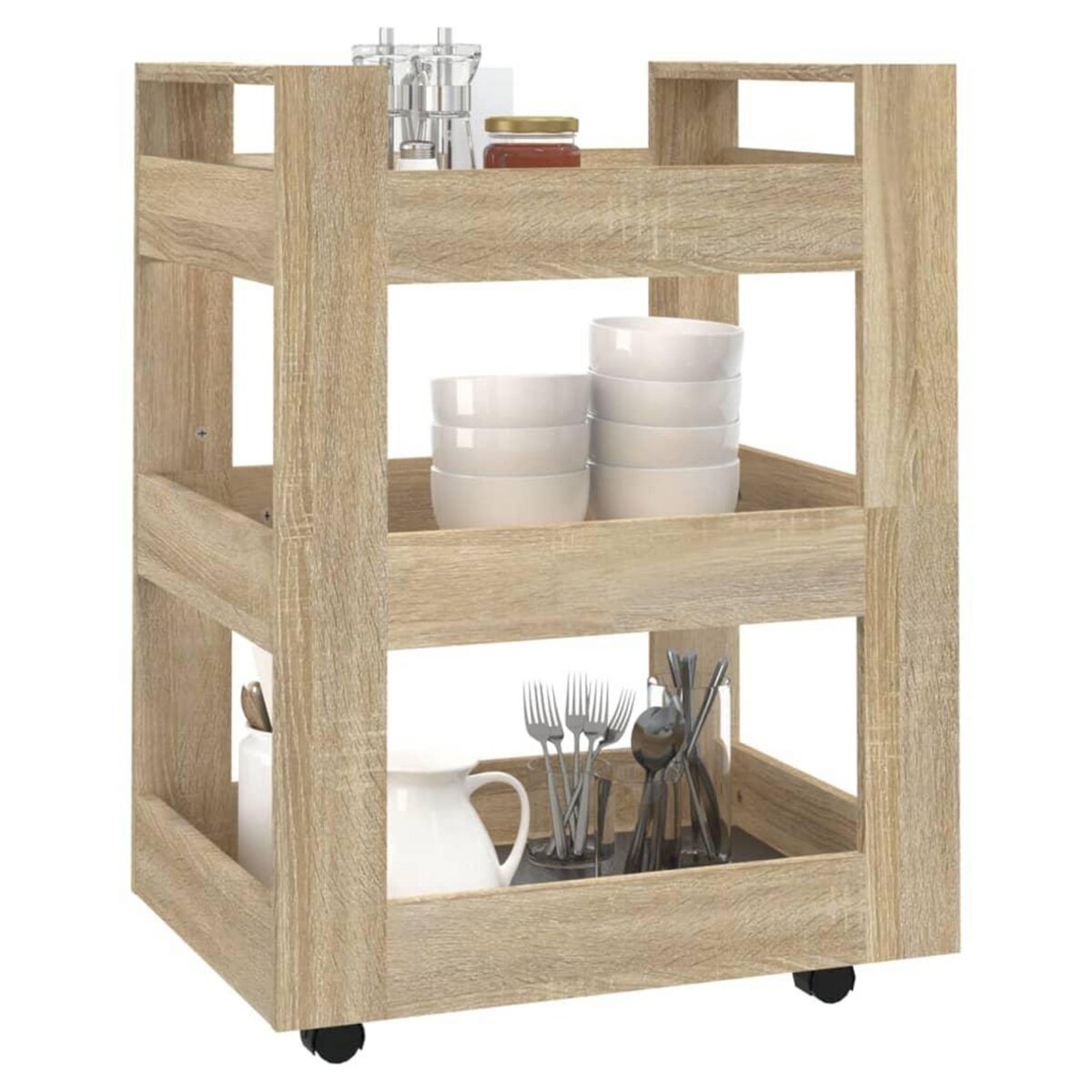 VIDAXL Chariot de cuisine Chene sonoma 60x45x80 cm Bois d'ingenierie