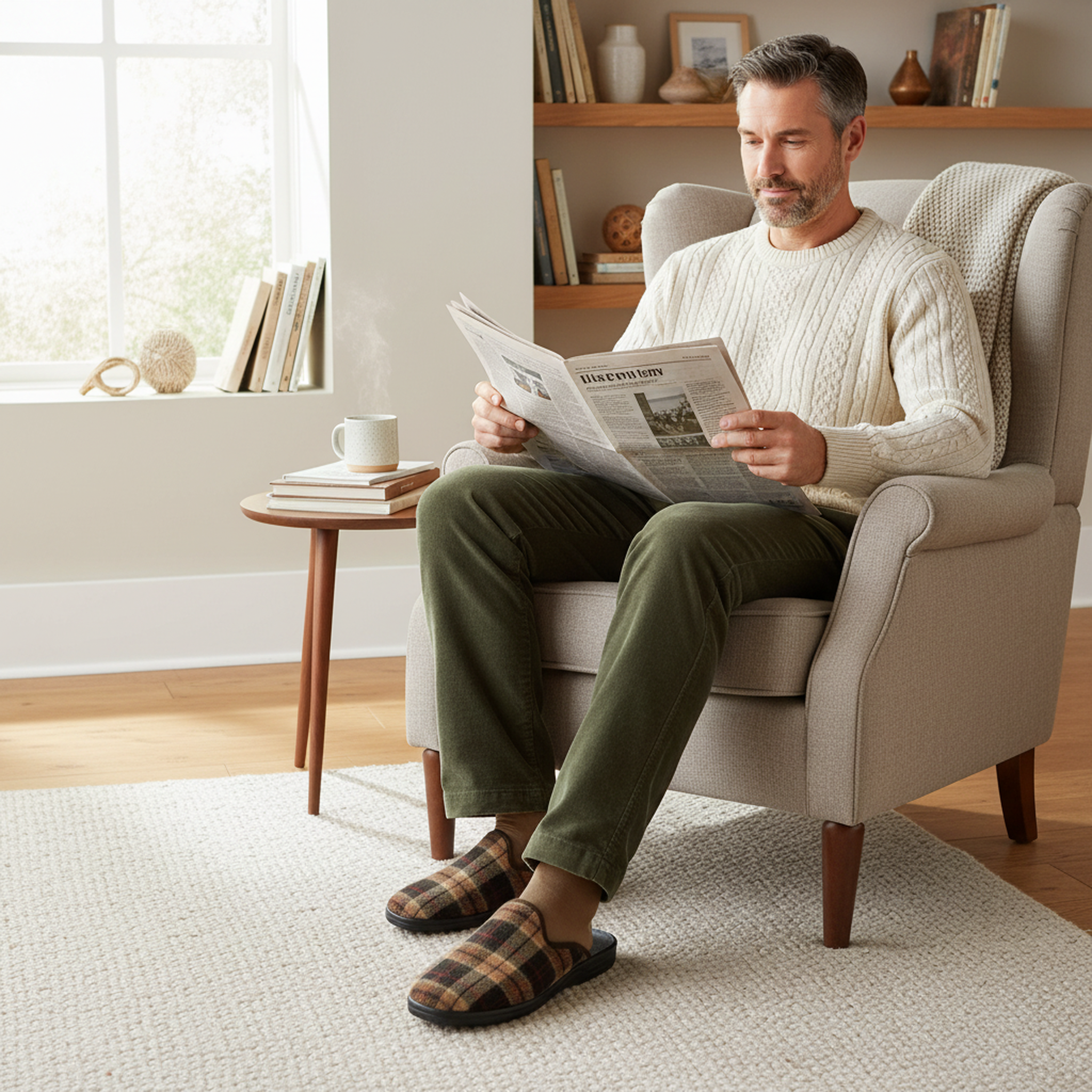 Voir la diapositive 5 : OZABI Ozabi pantoufles mules homme fabriquées en espagne, tige jacquard écossais