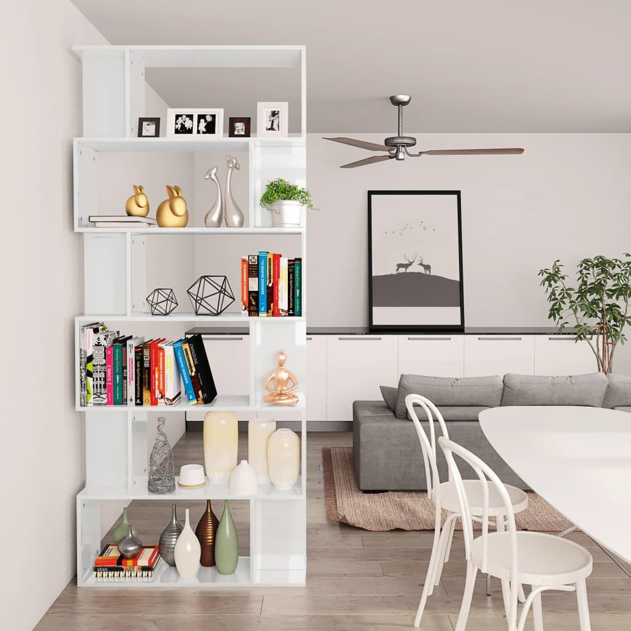 Voir la diapositive 4 : VIDAXL Bibliotheque/Separateur de piece Blanc brillant 80x24x192 cm