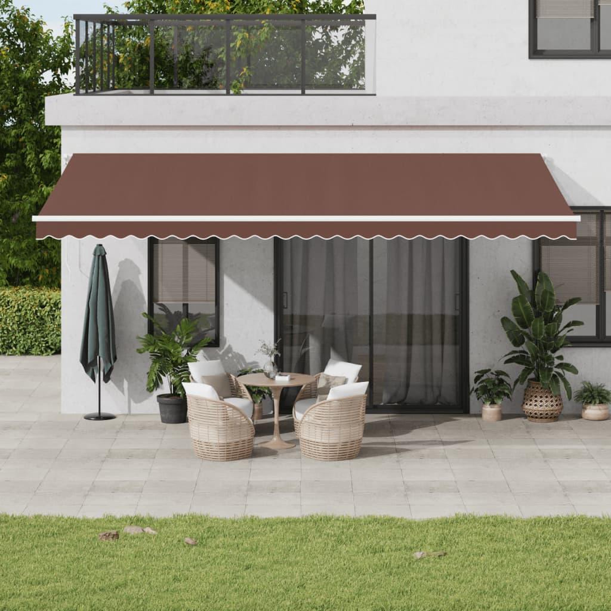 VIDAXL Auvent manuel retractable avec LED marron 600x350 cm