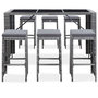 Voir la diapositive 2 : VIDAXL Meuble de bar de jardin 7 pcs et coussins Resine tressee Gris