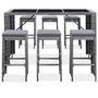 Voir la diapositive 2 : VIDAXL Meuble de bar de jardin 7 pcs et coussins Resine tressee Gris
