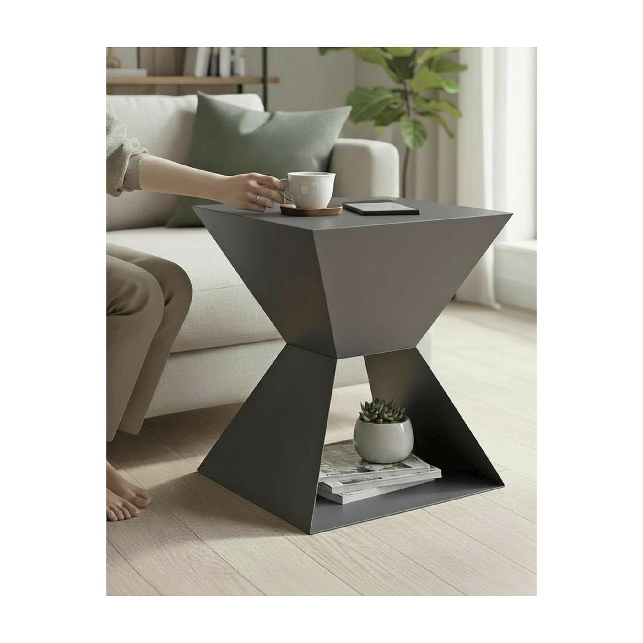 Voir la diapositive 5 : Paris Prix Table d'appoint design  sablier  45cm anthracite