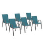 Voir la diapositive 1 : ID MARKET Lot de 6 chaises de jardin LYMA métal et textilène empilables bleu canard