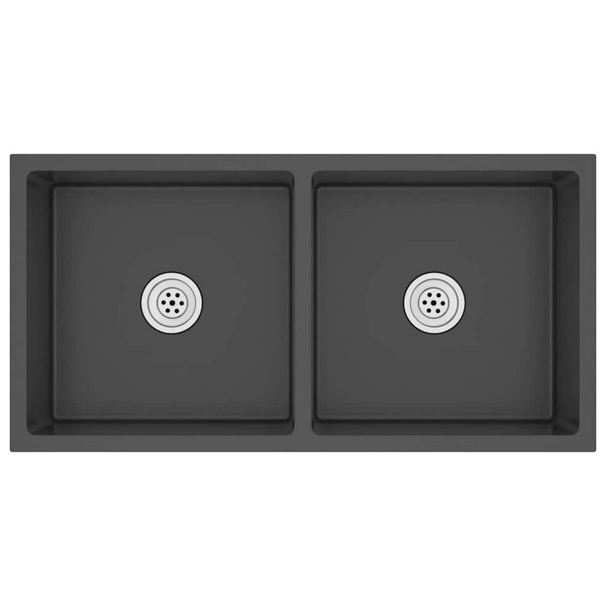 VIDAXL Evier de cuisine fait main Noir Acier inoxydable