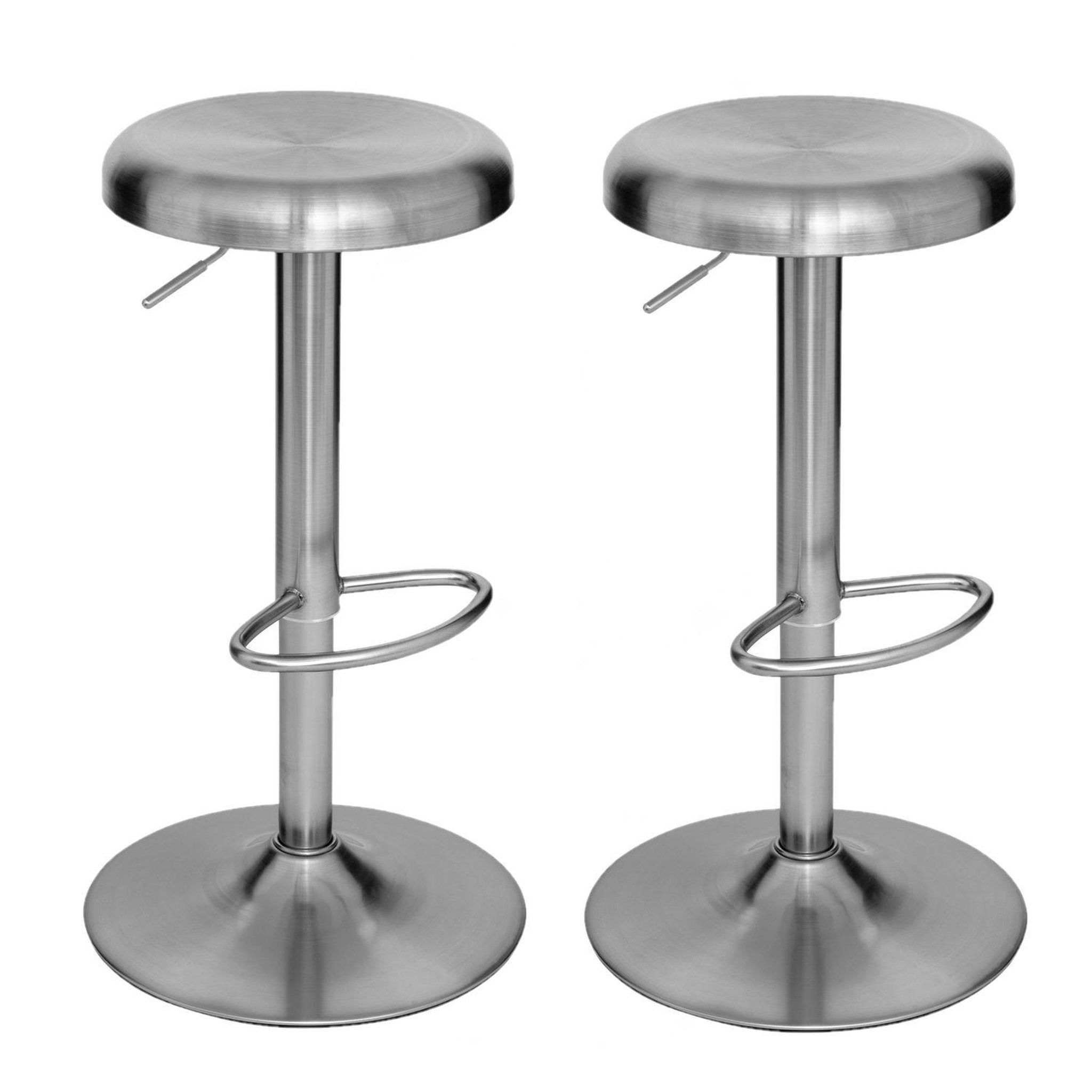 TOILINUX Lot de 2 tabourets en acier chromé isla - h. 75,5 cm - argent