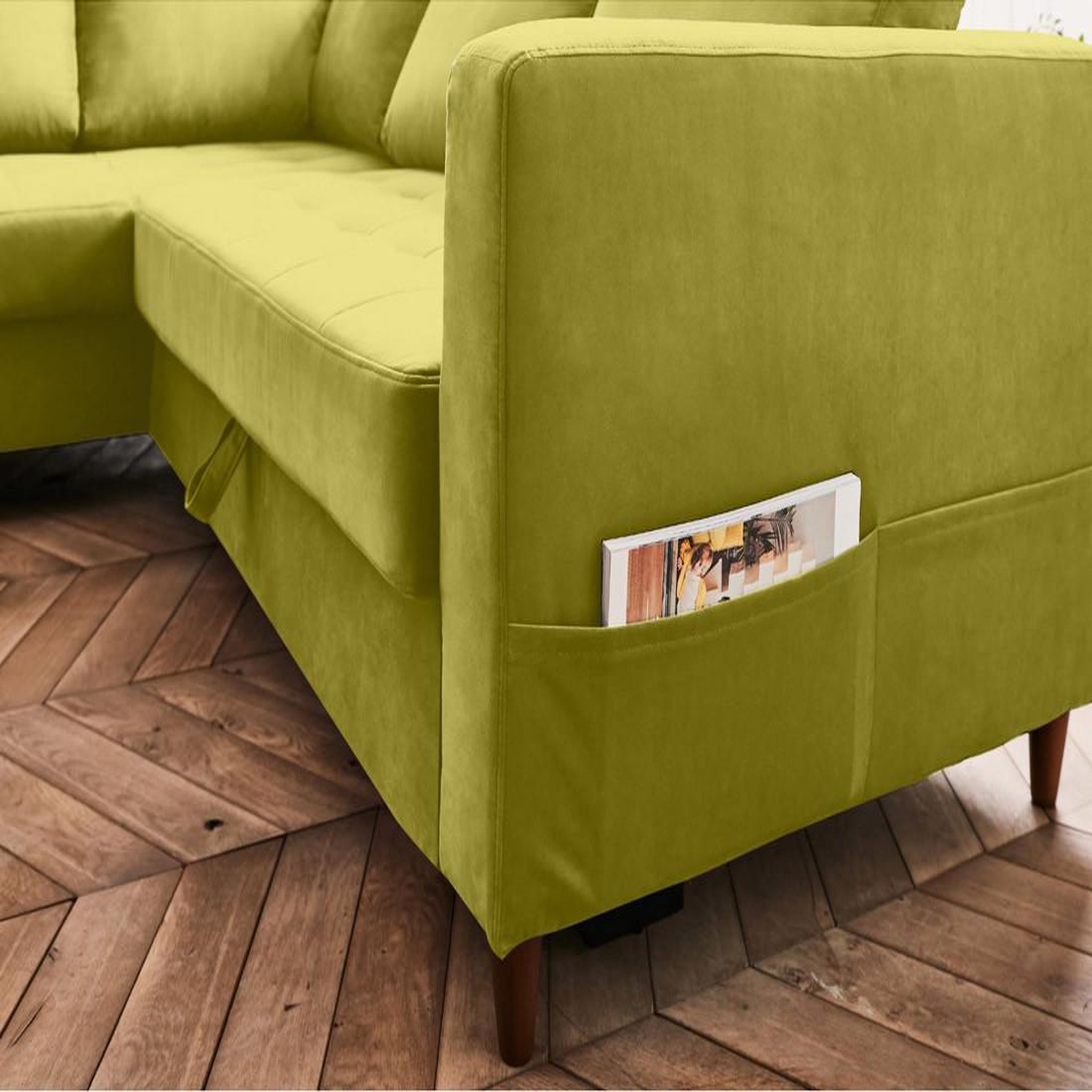Voir la diapositive 4 : LISA DESIGN Anna - canapé d'angle gauche - 5 places - convertible - en velours