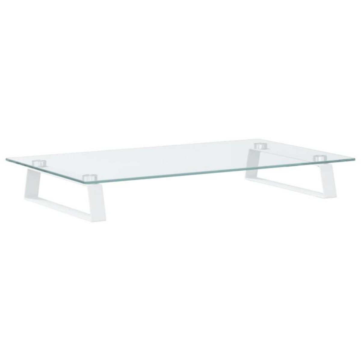 VIDAXL Support de moniteur blanc 60x35x8 cm verre trempé et métal