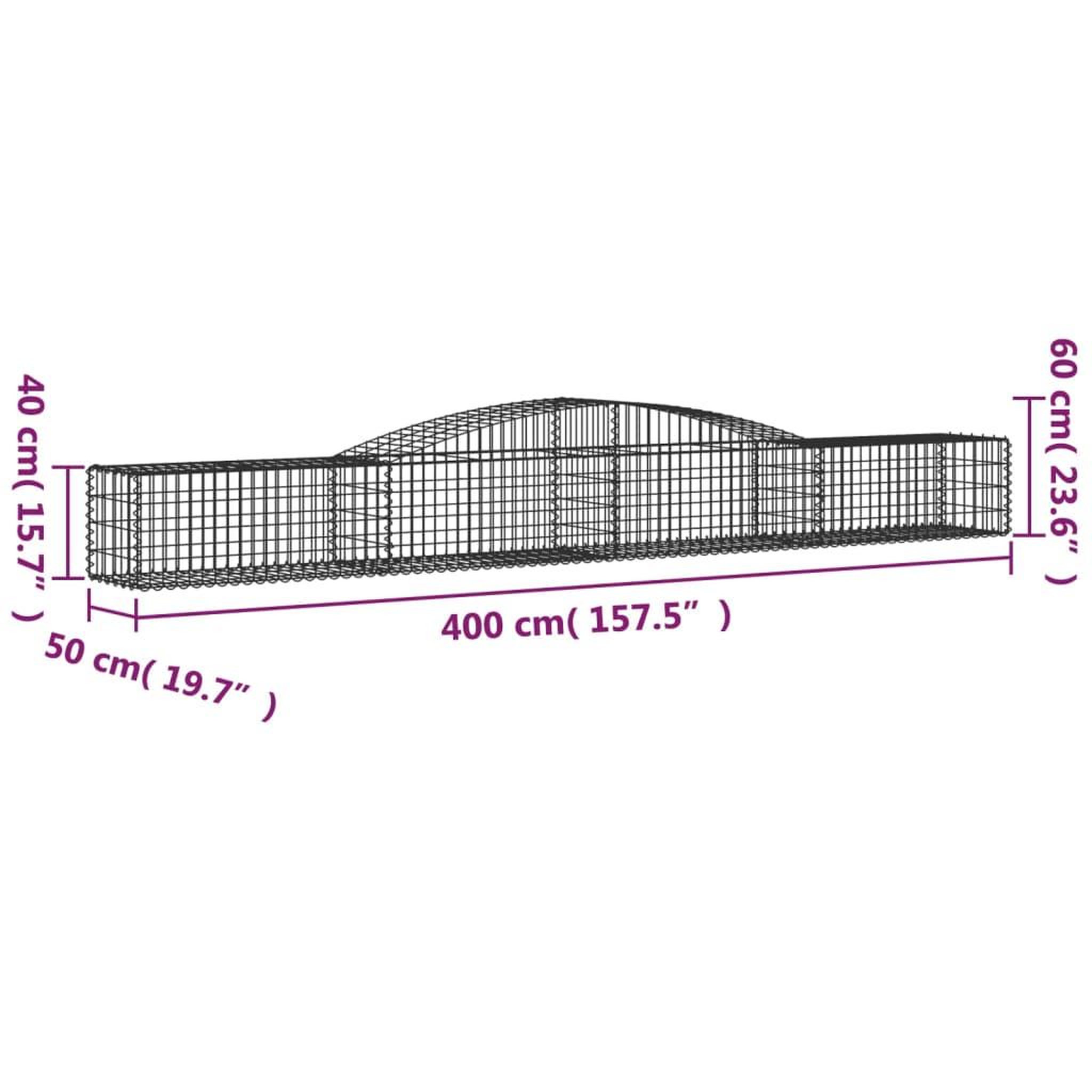 Voir la diapositive 6 : VIDAXL Paniers a gabions arques 15 pcs 400x50x40/60 cm Fer galvanise
