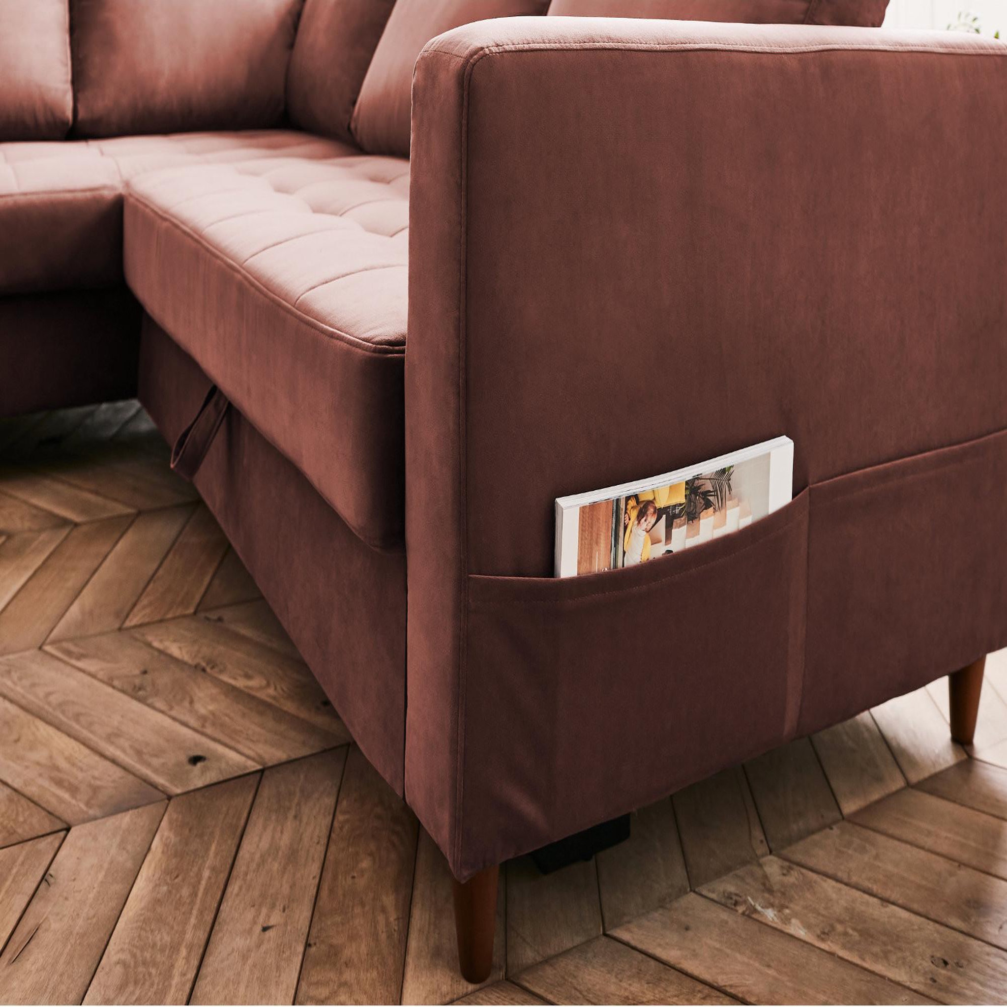 Voir la diapositive 4 : LISA DESIGN Anna - canapé d'angle gauche - 5 places - convertible - en velours
