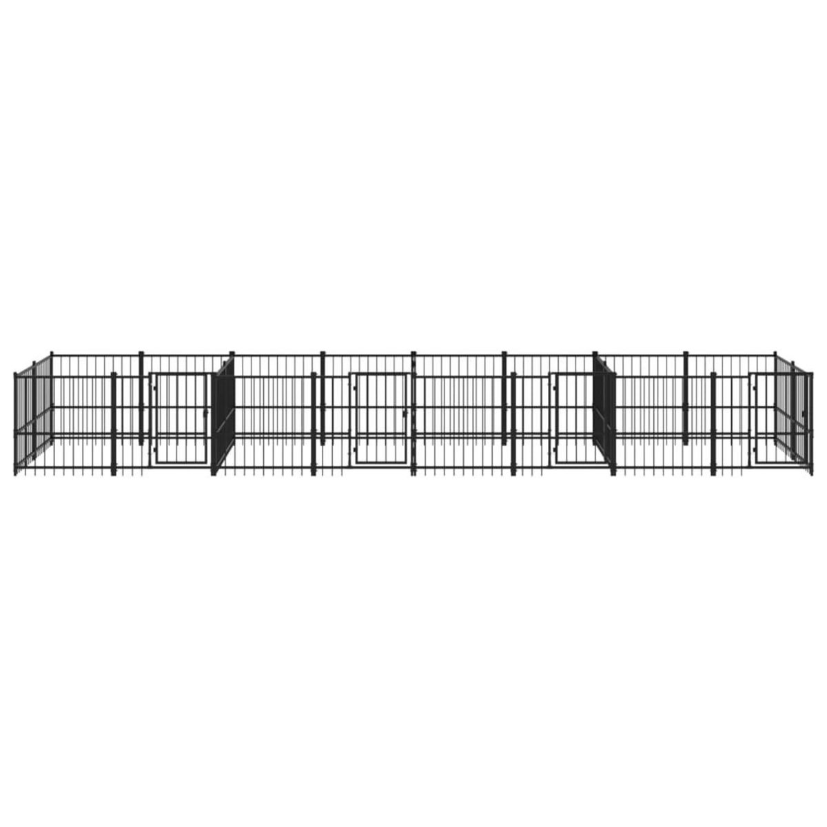 VIDAXL Chenil d'exterieur pour chiens Acier 15,02 m²
