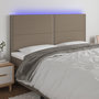 Voir la diapositive 1 : VIDAXL Tete de lit a LED Taupe 200x5x118/128 cm Tissu