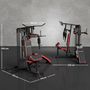 Voir la diapositive 3 : HOMCOM Station de musculation - banc, développé couché, butterfly, barre latissimus et traction, curler, bande résistance, 10 contrepoids - acier noir rouge