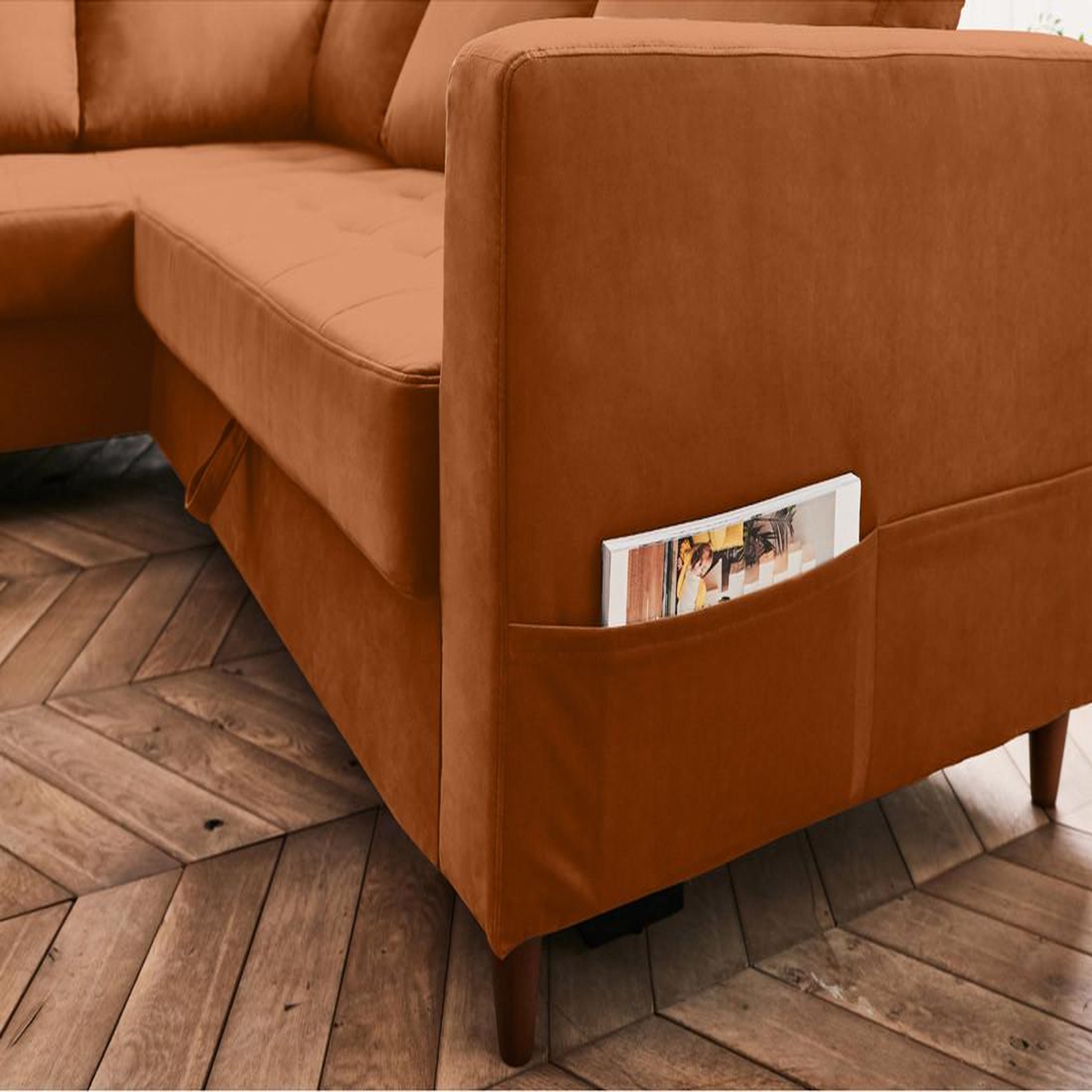 Voir la diapositive 4 : LISA DESIGN Anna - canapé d'angle gauche - 5 places - convertible - en velours