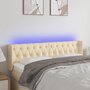 Voir la diapositive 1 : VIDAXL Tete de lit a LED Creme 147x16x78/88 cm Tissu
