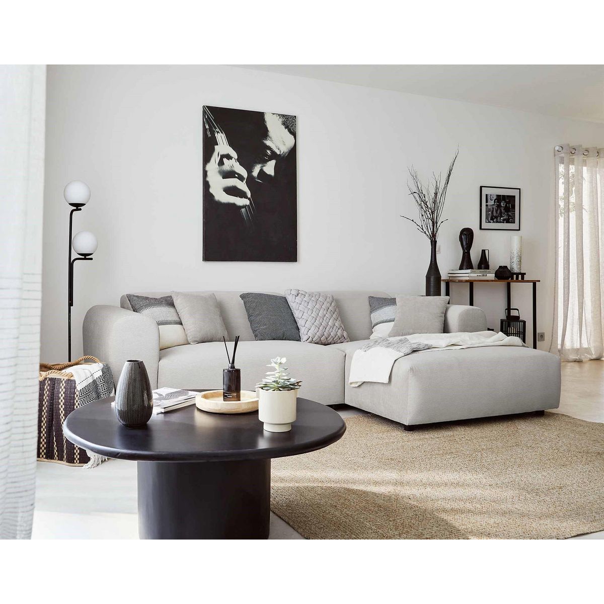 LISA DESIGN Aumance - canapé d'angle droit 4 places - en velours côtelé