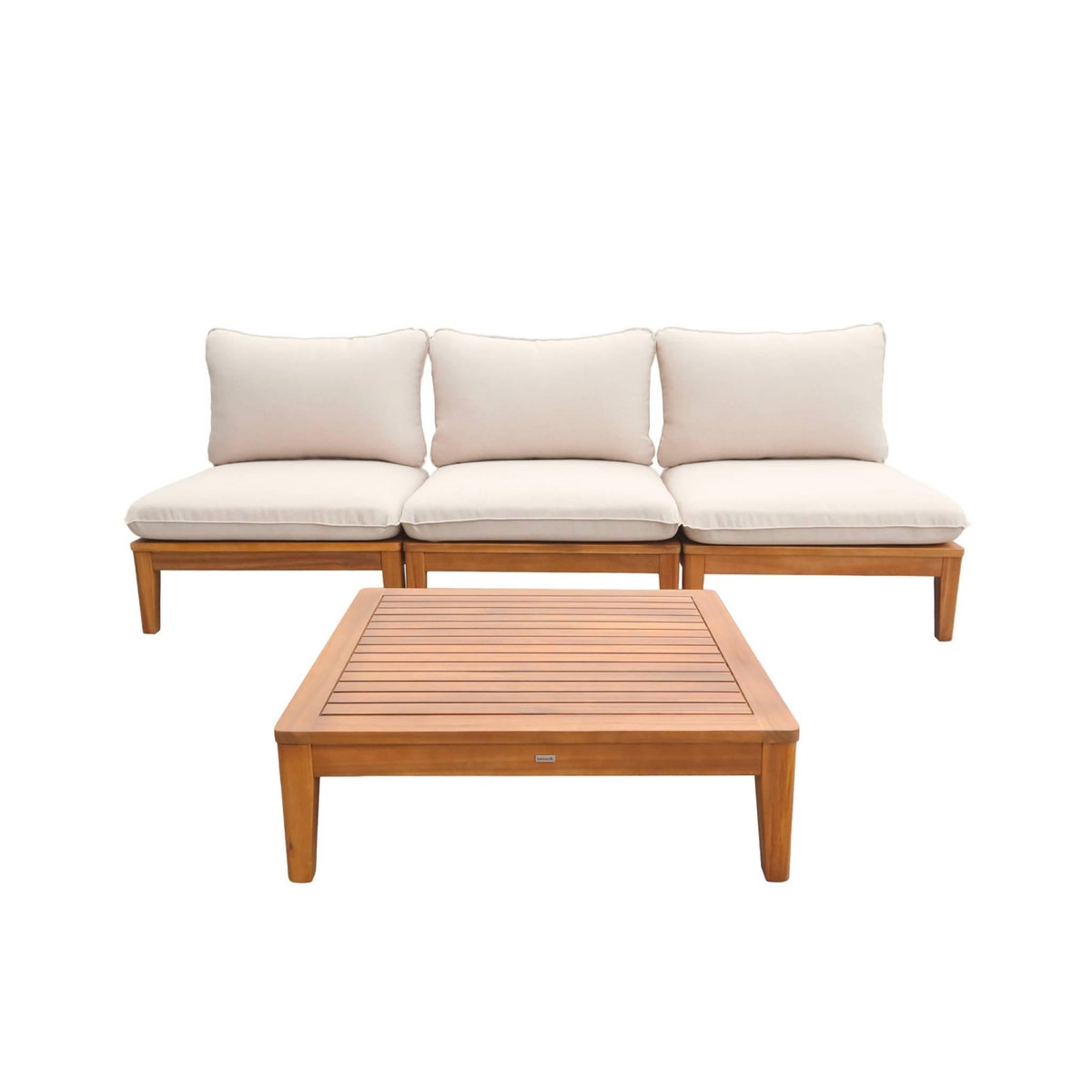 SWEEEK Salon de jardin modulable bois d'acacia 3 places beige - Yona