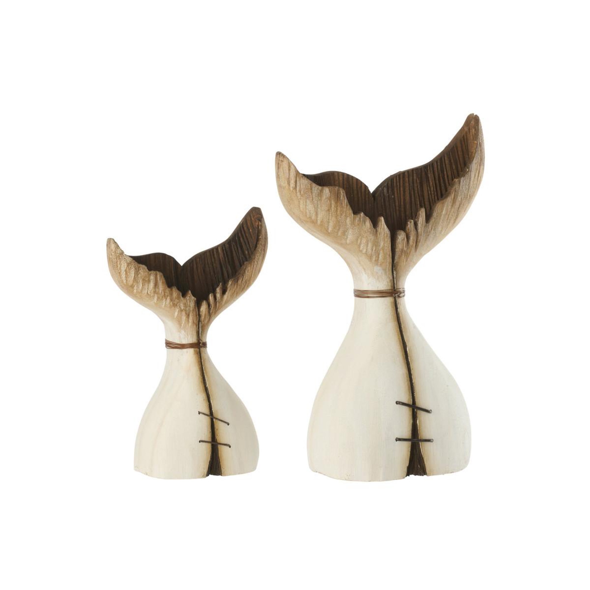 Voir la diapositive 2 : J-LINE Queue de baleine déco en bois  océan  35cm naturel