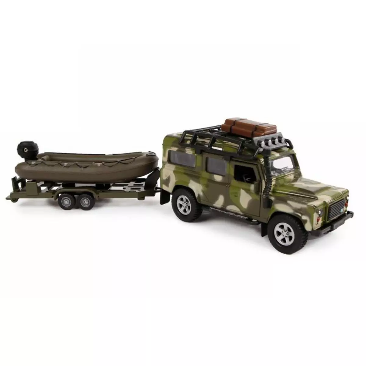 GLOB KIDS Kids Globe Die-cast Land Rover with Trailer and Army Boat