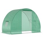 OUTSUNNY Serre de jardin tunnel surface sol 4,5 m² dim. 3L x 1,5l x 2H m châssis tubulaire renforcé porte zippée 2 fenêtres enroulables vert