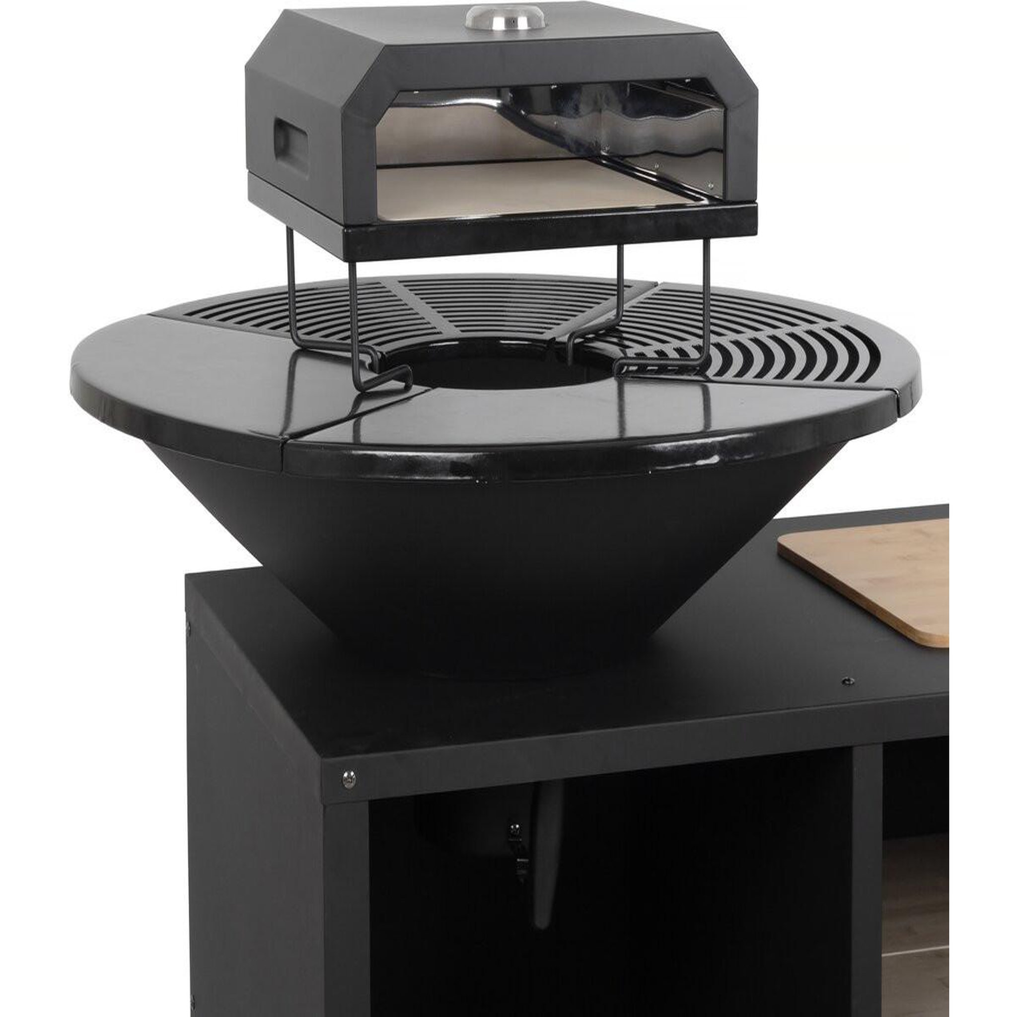 Voir la diapositive 4 : Habitat et Jardin Barbecue plancha brasero avec four à pizza  maréchal  - ø 81 cm  - noir