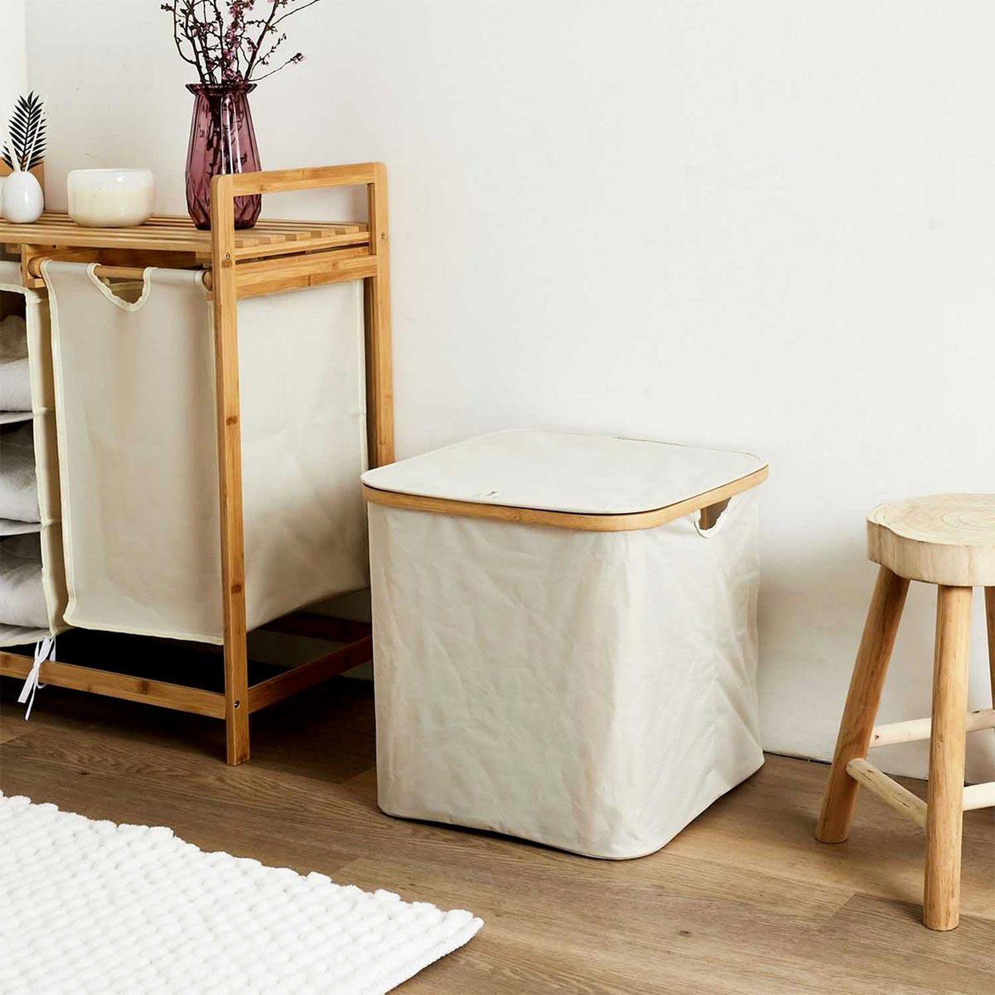 Voir la diapositive 5 : The Home Deco Factory Panier de rangement carré  cerclage  38cm beige