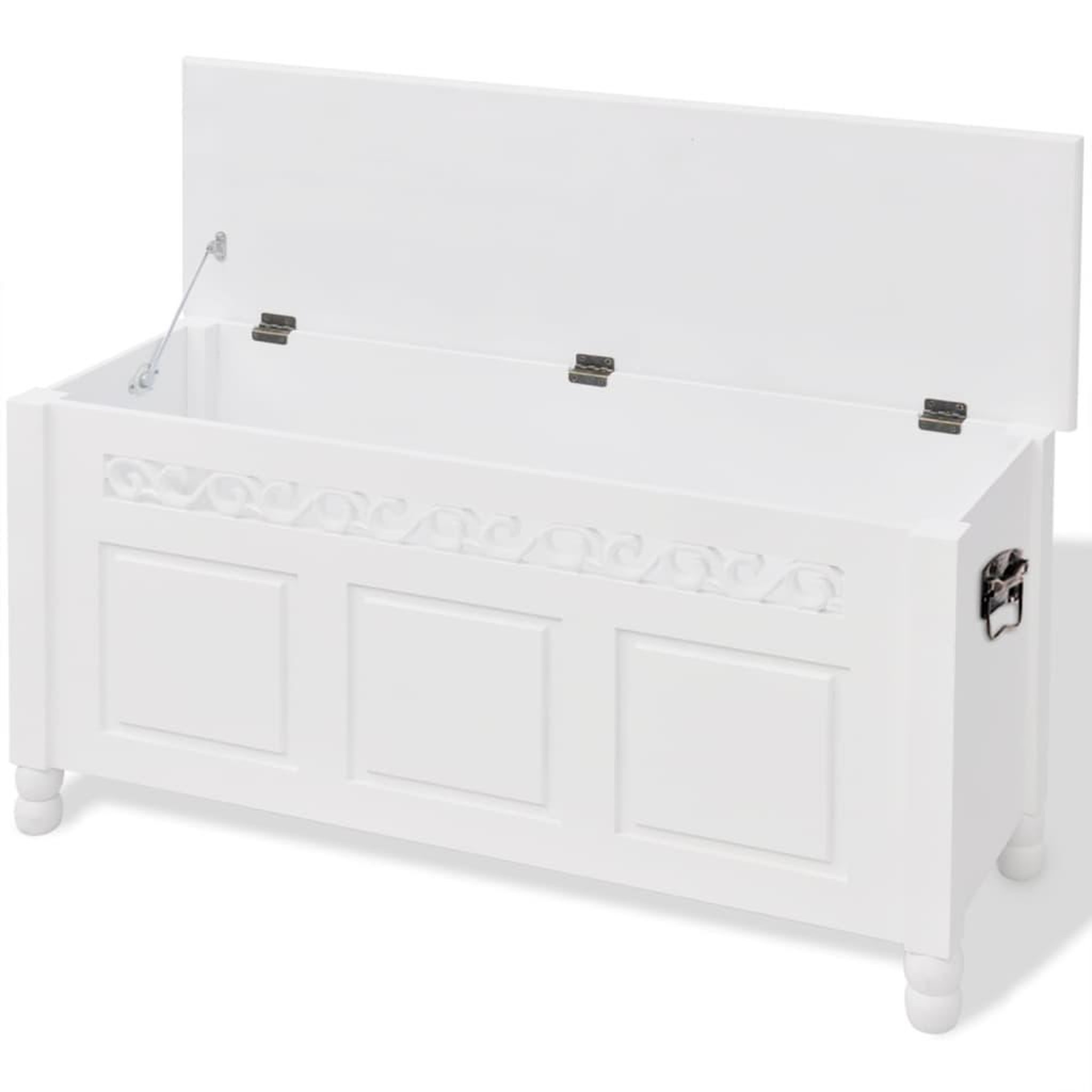 Voir la diapositive 4 : VIDAXL Banc de rangement en style baroque pfdm blanc