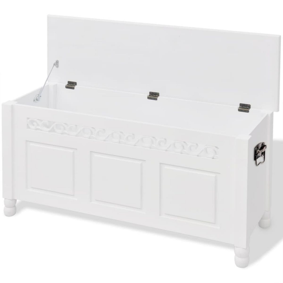 VIDAXL Banc de rangement en style baroque PFDM blanc
