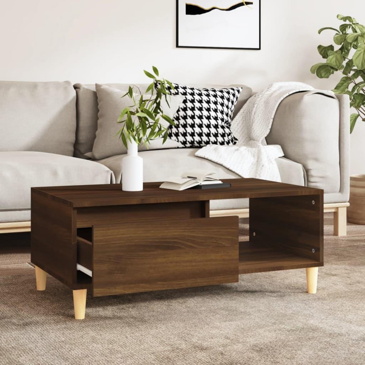 VIDAXL Table basse Chene marron 90x50x36,5 cm Bois d'ingenierie