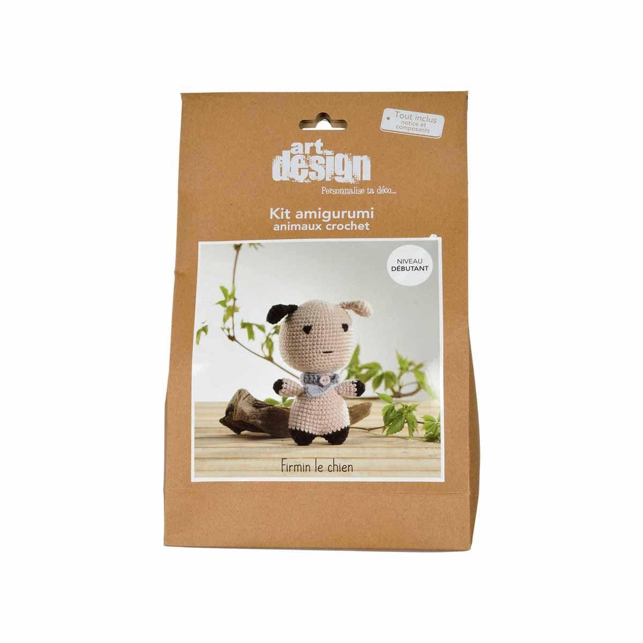 Voir la diapositive 2 : HOMEA Kit Complet Amigurumi  Firmin le Chien  17cm Beige
