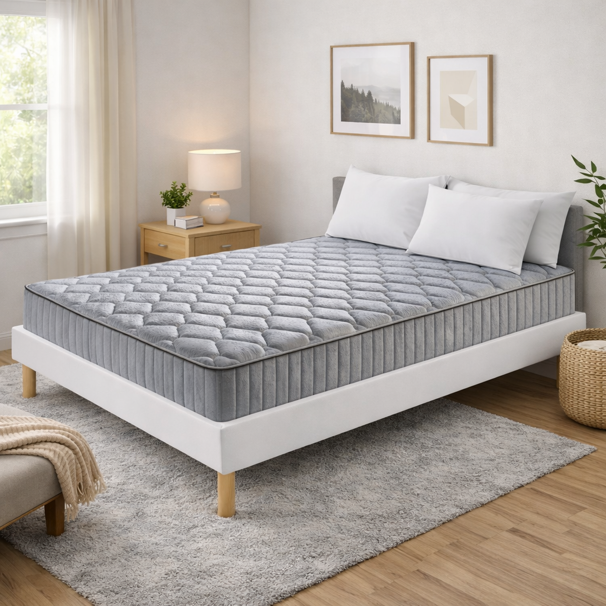 Voir la diapositive 1 : KING OF DREAMS Ensemble Sommier Tapissier et Matelas Latex Accueil Moelleux