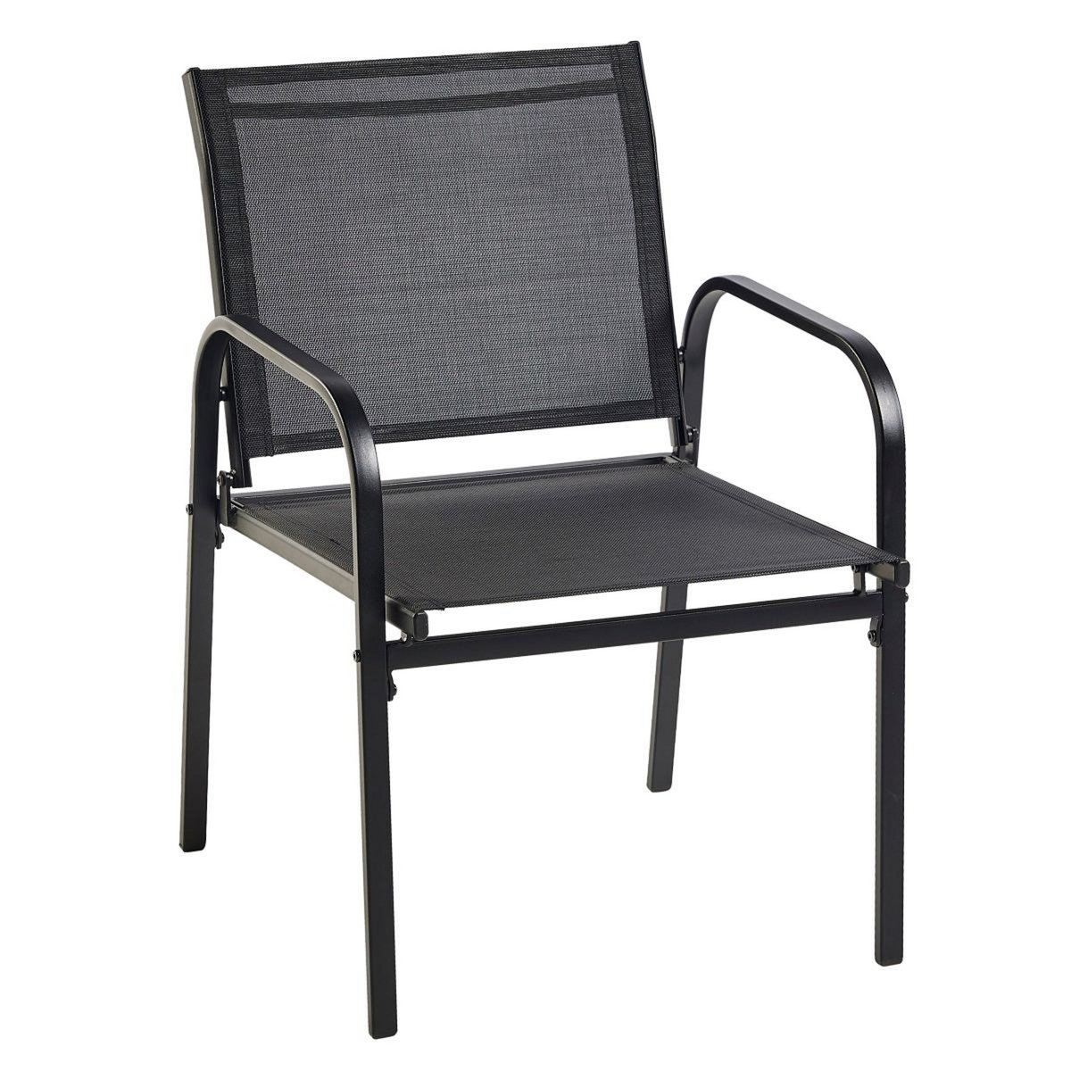 GARDENSTAR Salon bas de jardin - 4 places - Acier - Noir