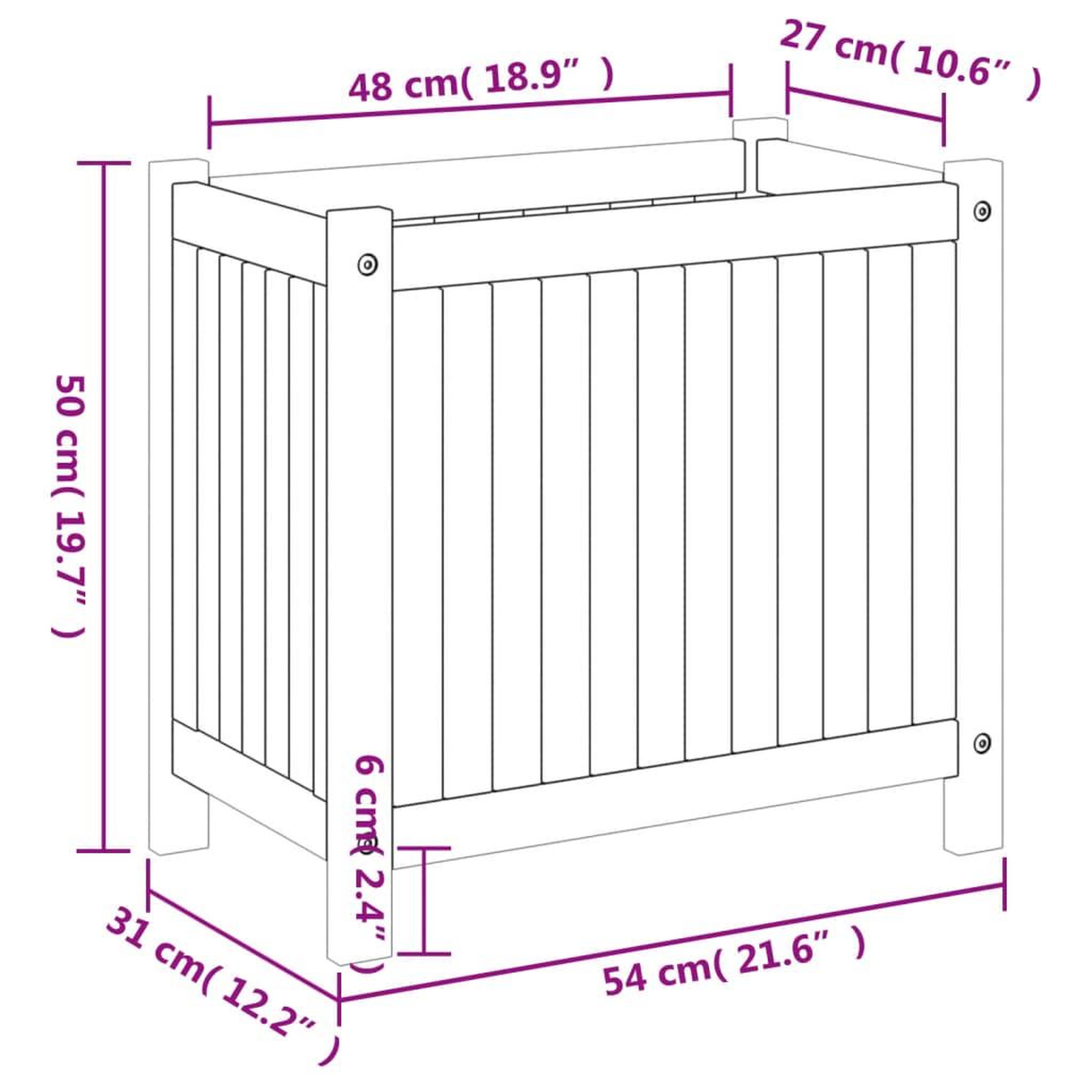 Voir la diapositive 6 : VIDAXL Jardiniere avec doublure 54x31x50 cm bois massif d'acacia