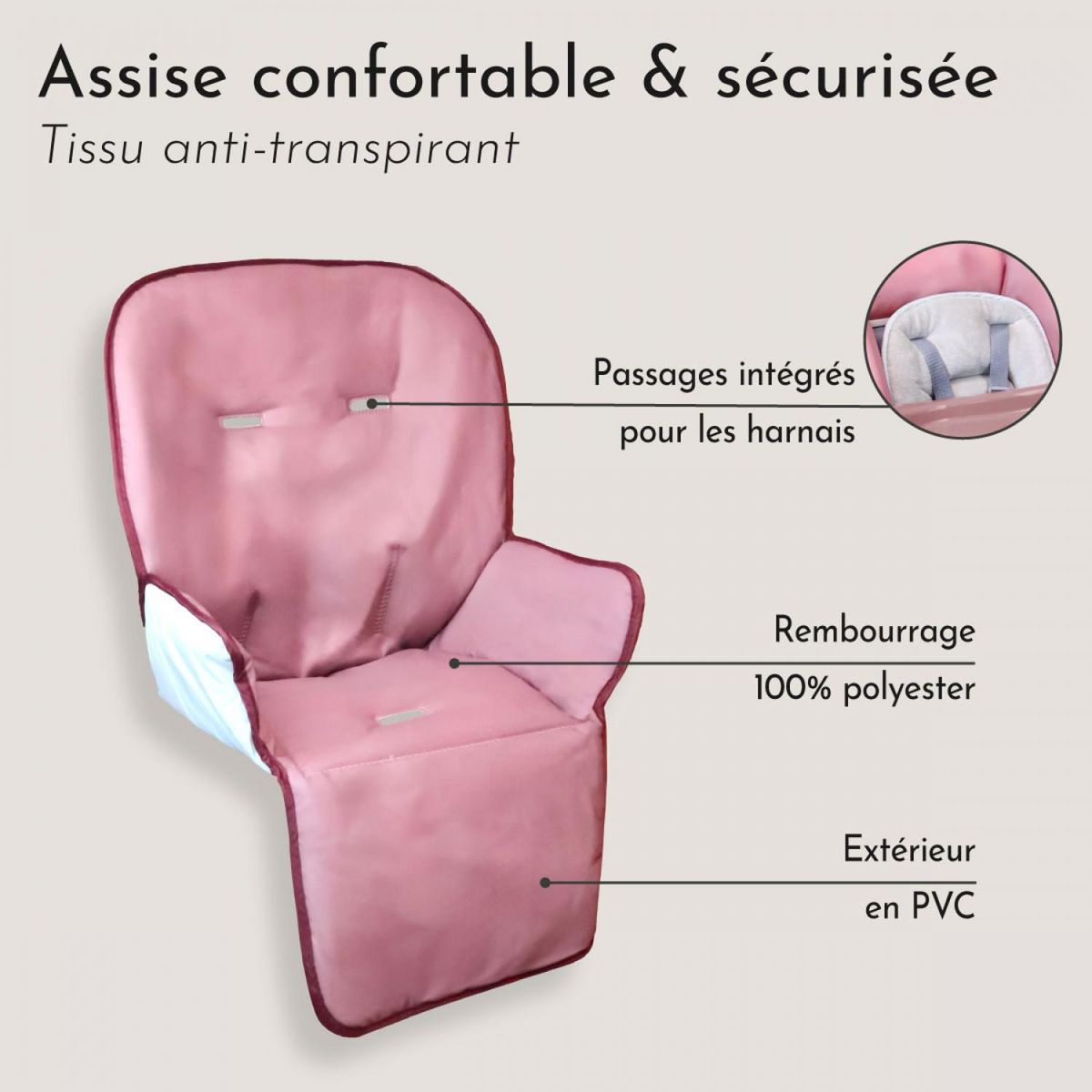 Monsieur Bébé Housse d'assise pour chaise haute bébé enfant gamme Ptit - Cléo