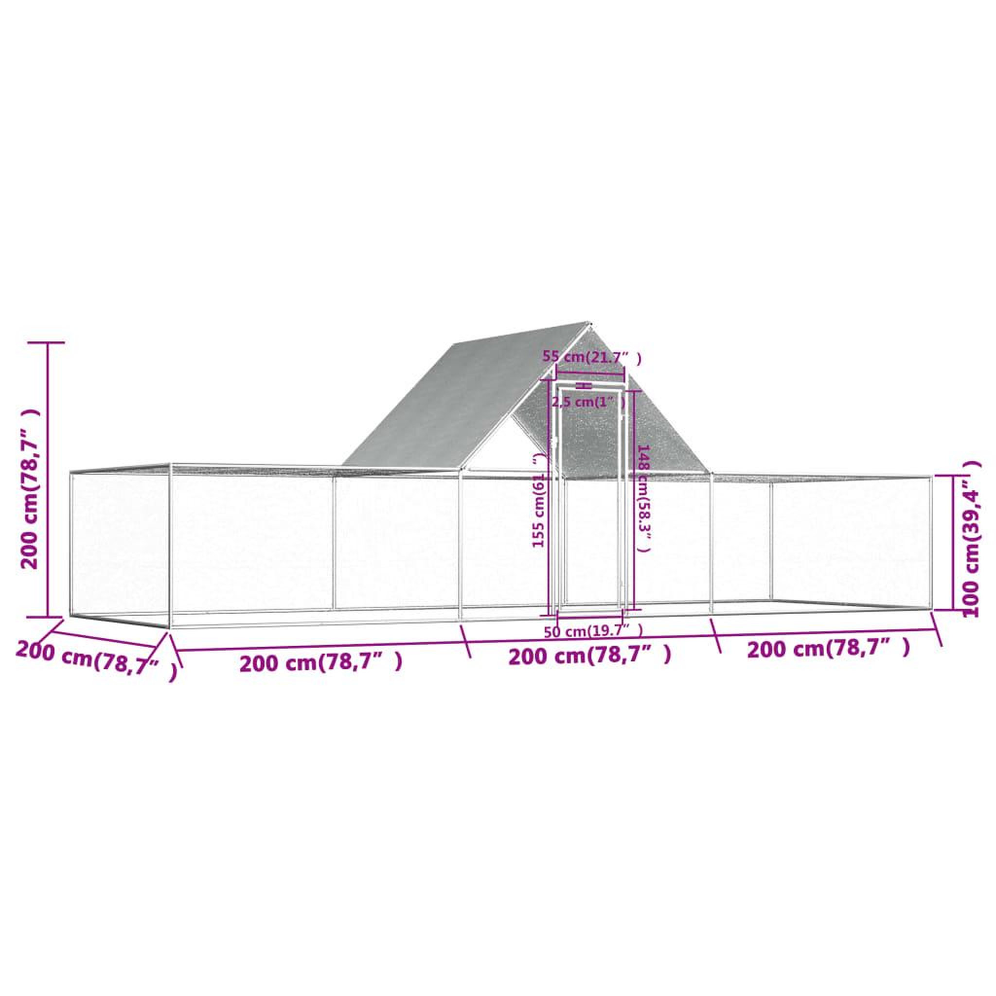 Voir la diapositive 6 : VIDAXL Poulailler 6 x 2 x 2 m Acier galvanise
