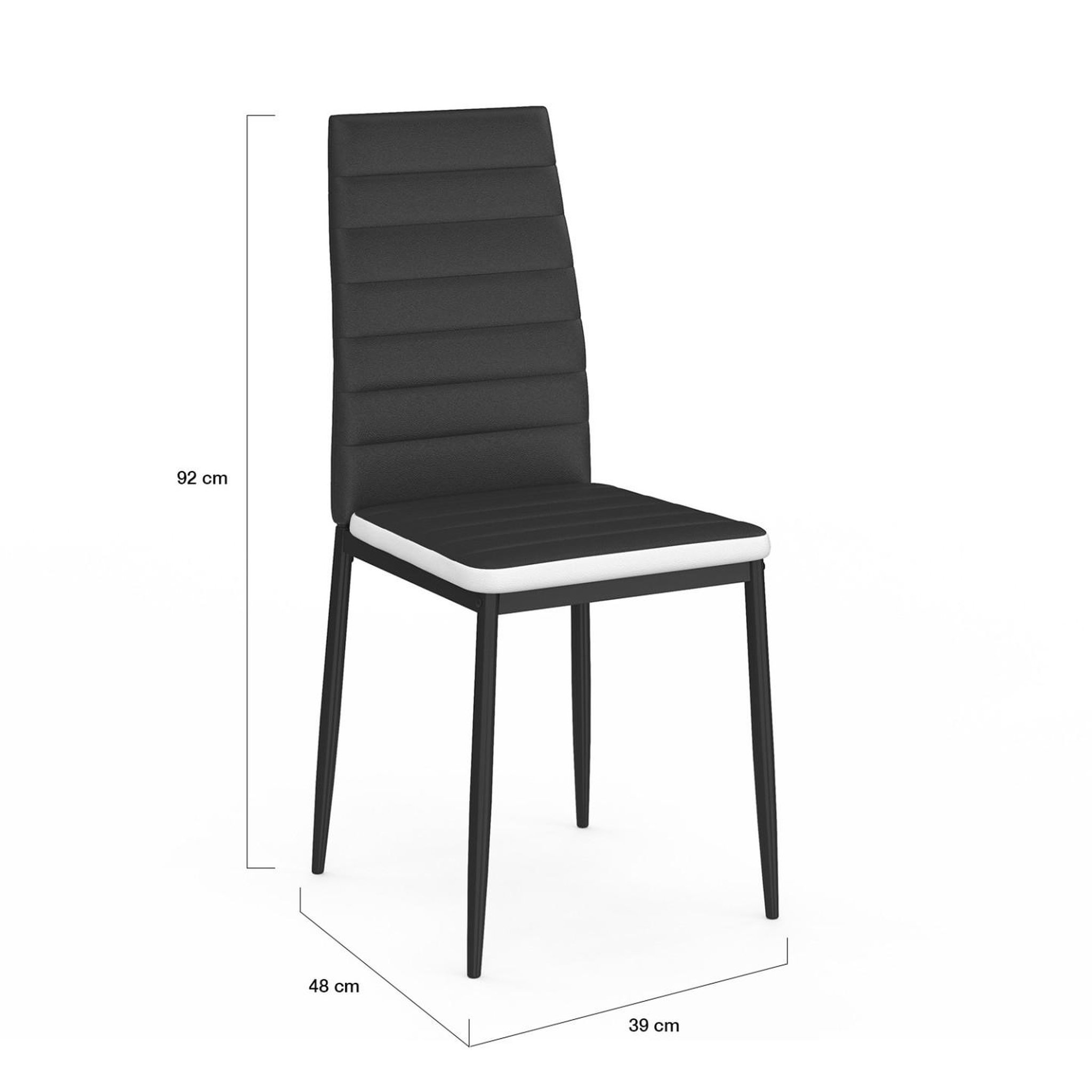 Voir la diapositive 5 : ID MARKET Lot de 6 chaises romane noires bandeau blanc pour salle à manger