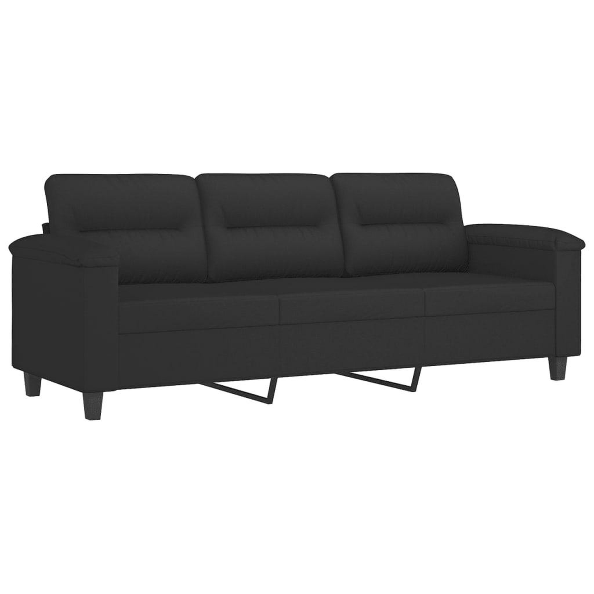 Voir la diapositive 5 : VIDAXL Ensemble de canapes 3 pcs avec coussins Noir Tissu microfibre