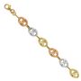 Voir la diapositive 2 : L'ATELIER D'AZUR Bracelet 3 Ors - Or Tricolore - Grain de Café Jaune, Blanc et Rose - Femme