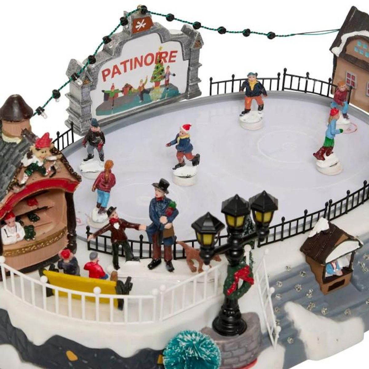 FEERIC LIGHT & CHRISTMAS Village de Noël animé lumineux et musical Patinoire - Blanc