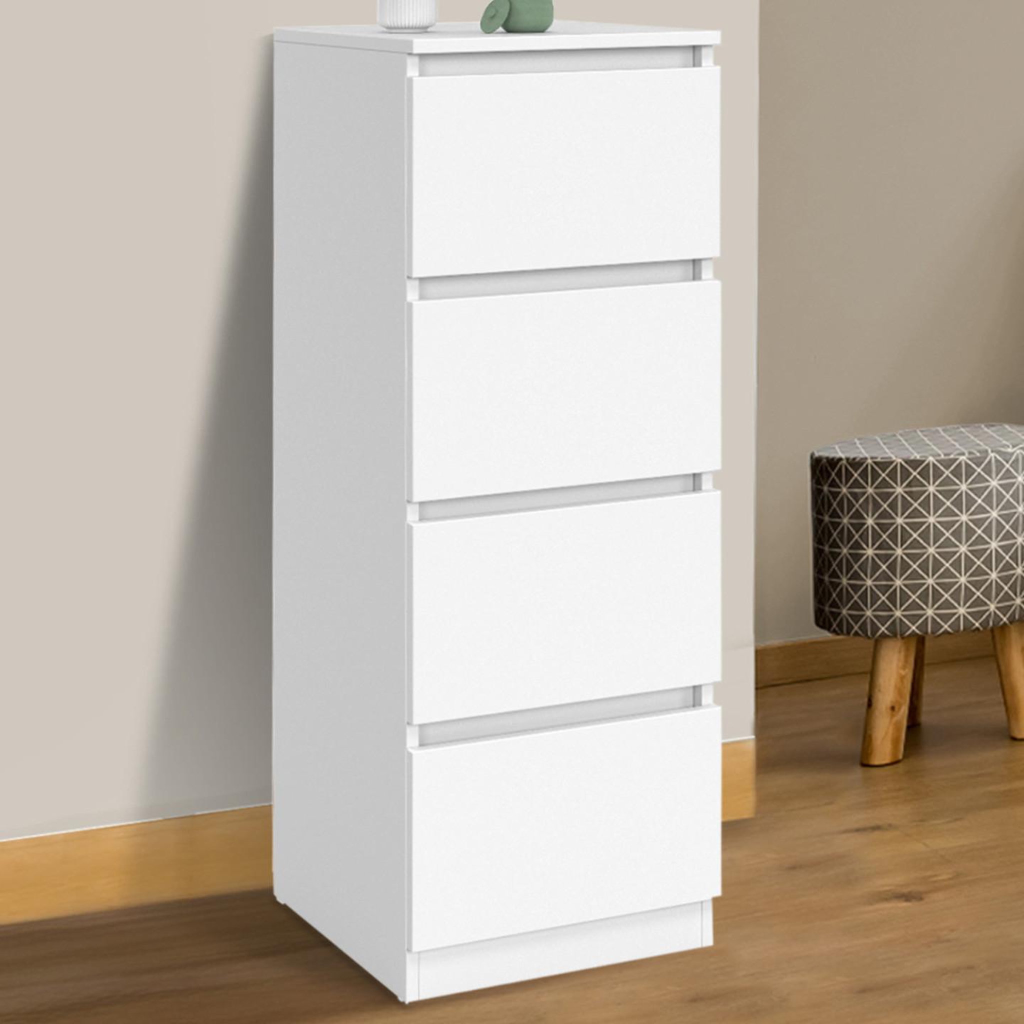 Voir la diapositive 2 : ID MARKET Meuble d'appoint 4 tiroirs tomi 30x30x80 cm chiffonnier pour entrée salle de bain bois blanc
