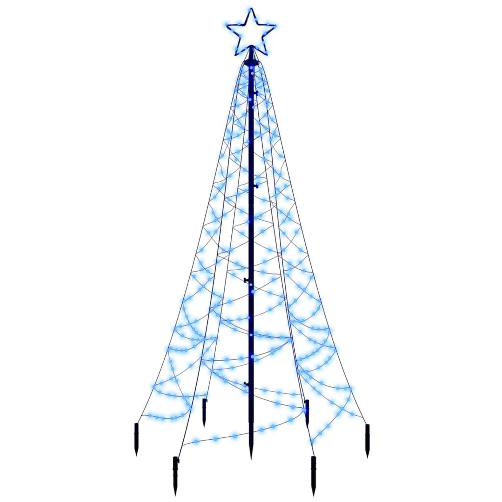Voir la diapositive 2 : VIDAXL Sapin de Noël avec piquet Bleu 200 LED 180 cm