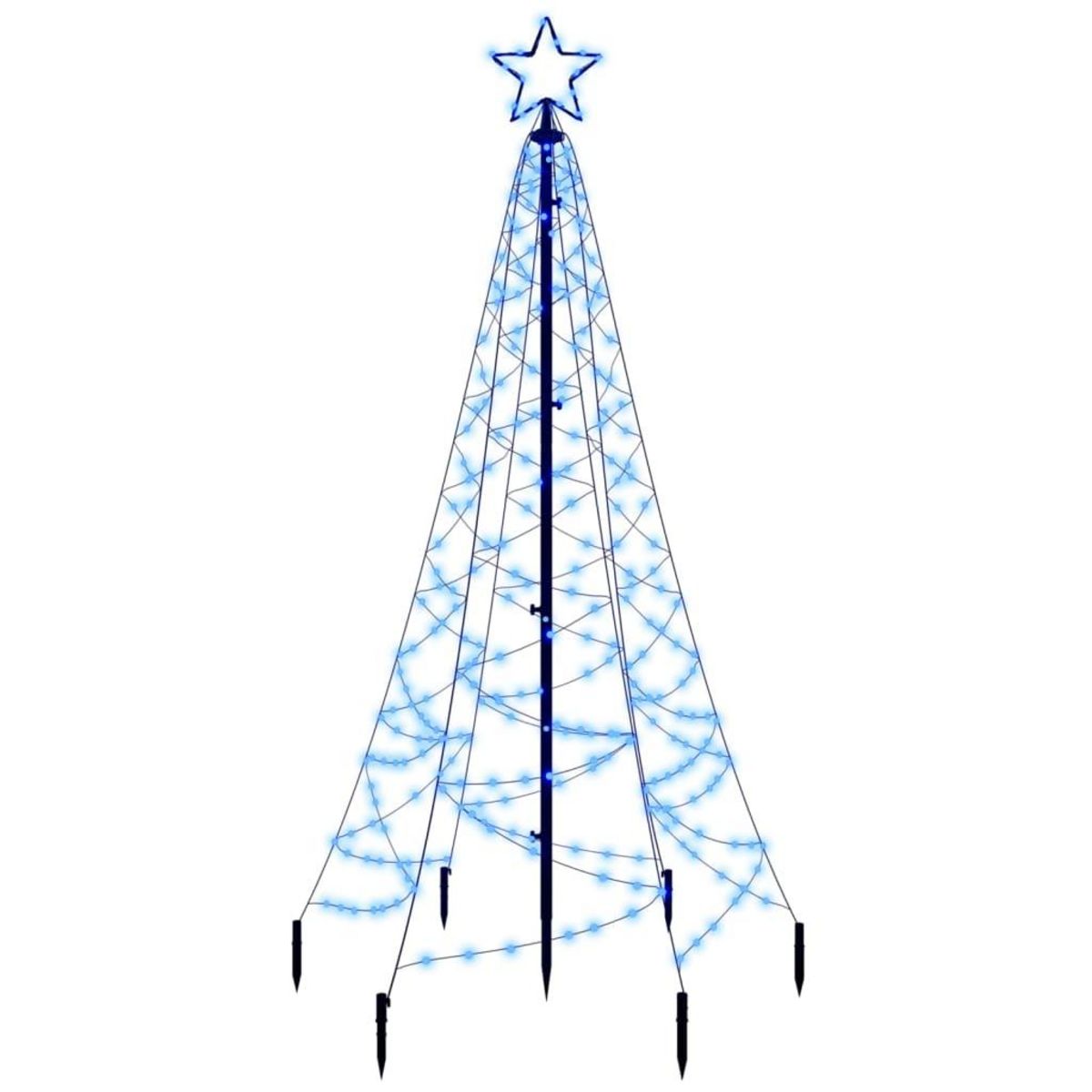 VIDAXL Sapin de Noël avec piquet Bleu 200 LED 180 cm