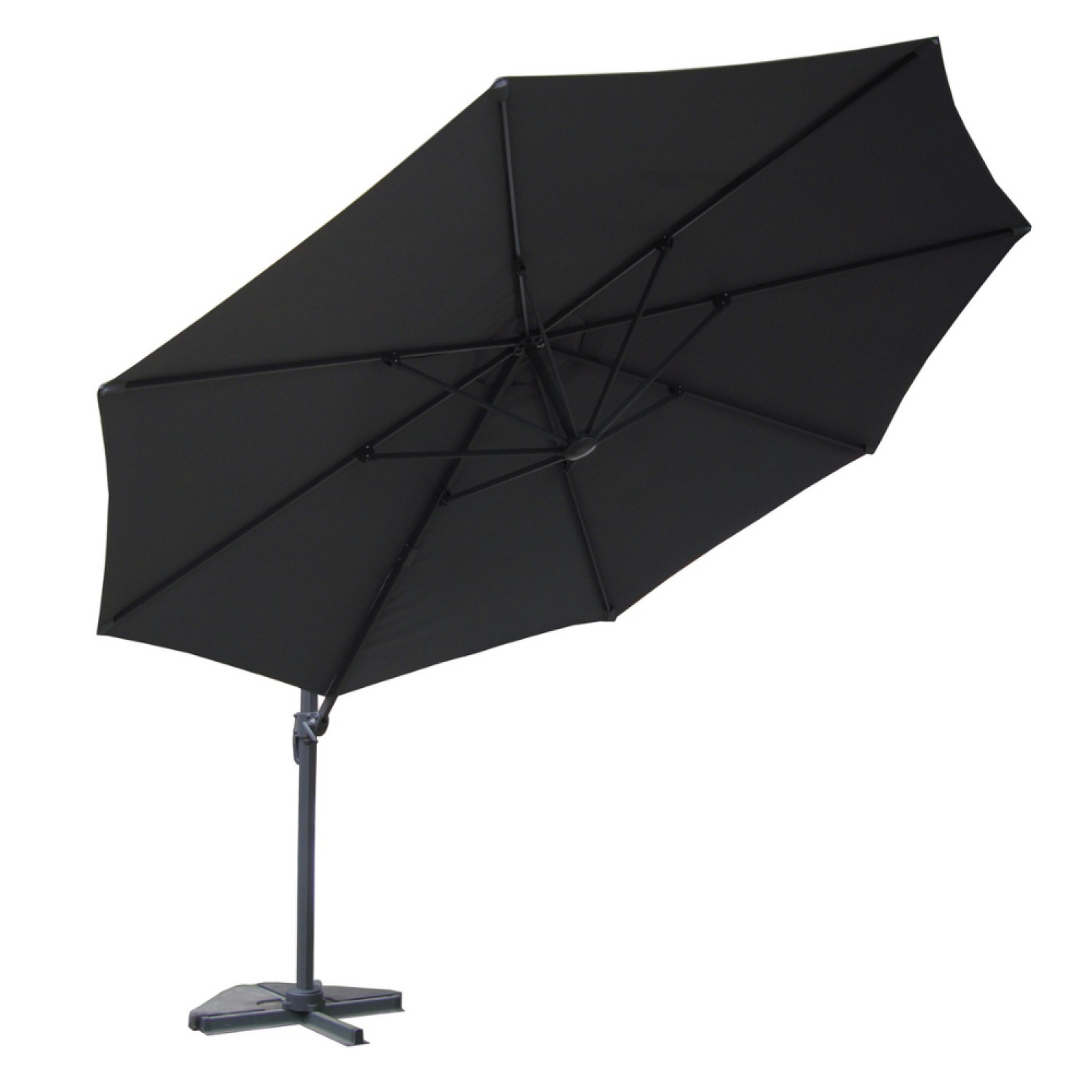 Voir la diapositive 3 : CONCEPT USINE Parasol gris déporté rond 35 x 35 m rotatif à 360 castillo