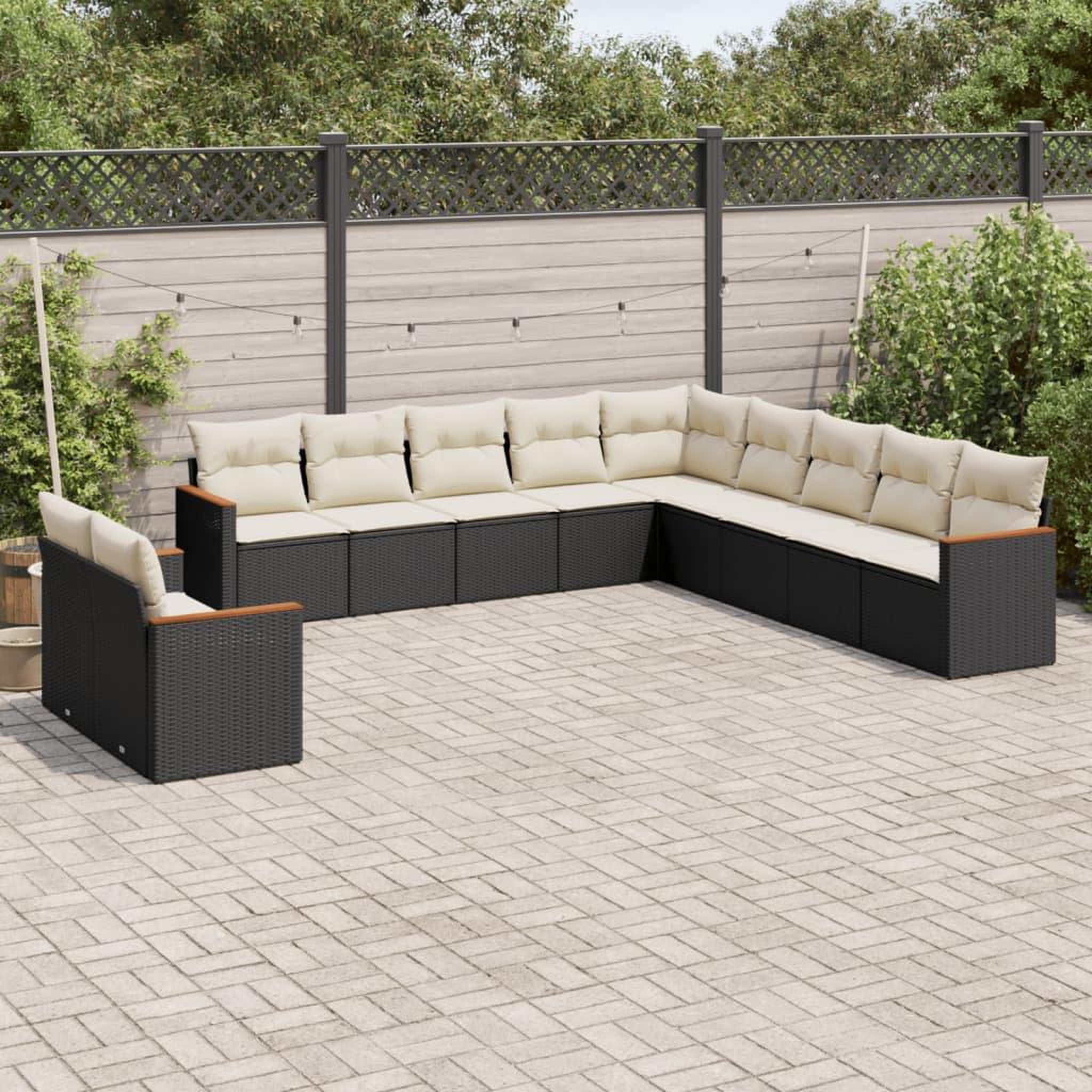 VIDAXL Salon de jardin 11 pcs avec coussins noir resine tressee
