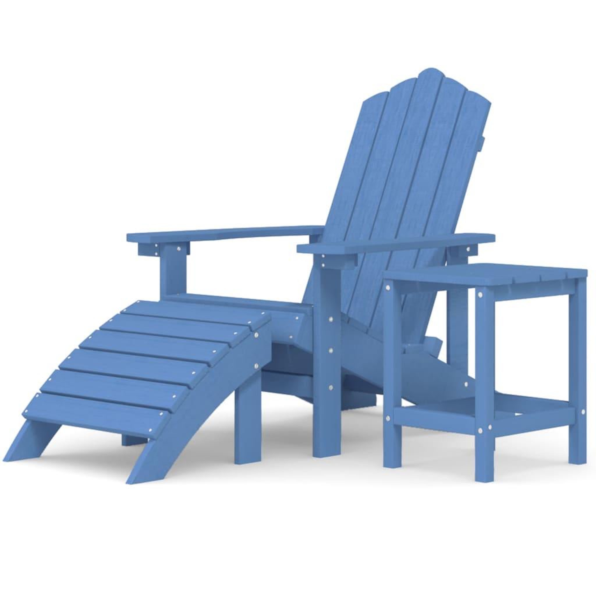 Voir la diapositive 2 : VIDAXL Chaise de jardin Adirondack repose-pied table PEHD Bleu aqua