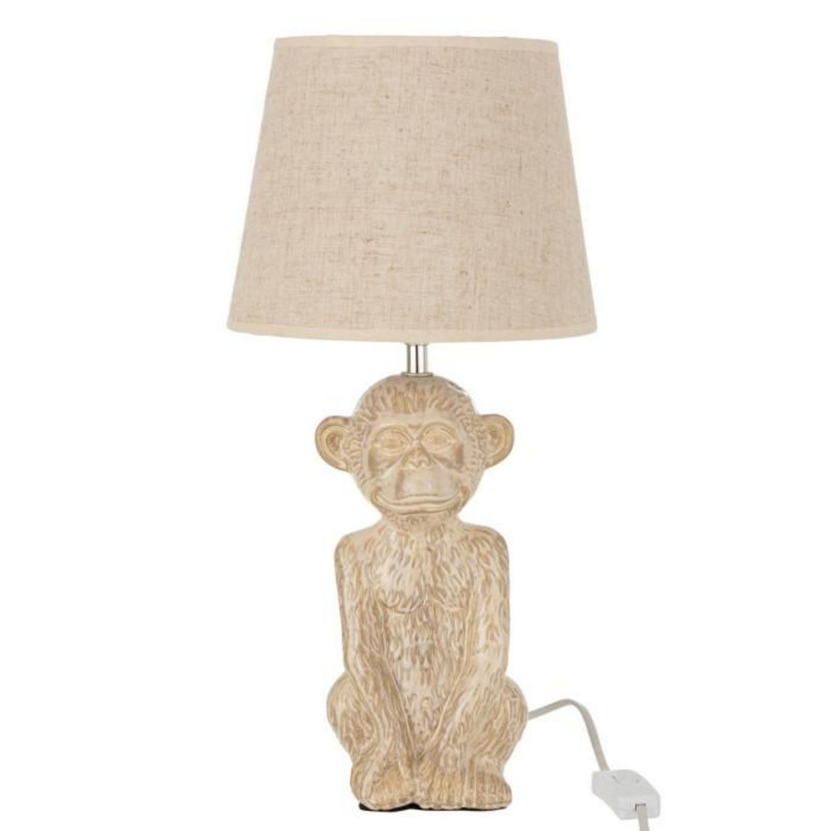 Paris Prix Lampe à Poser Design  Singe Ciment  46cm Beige