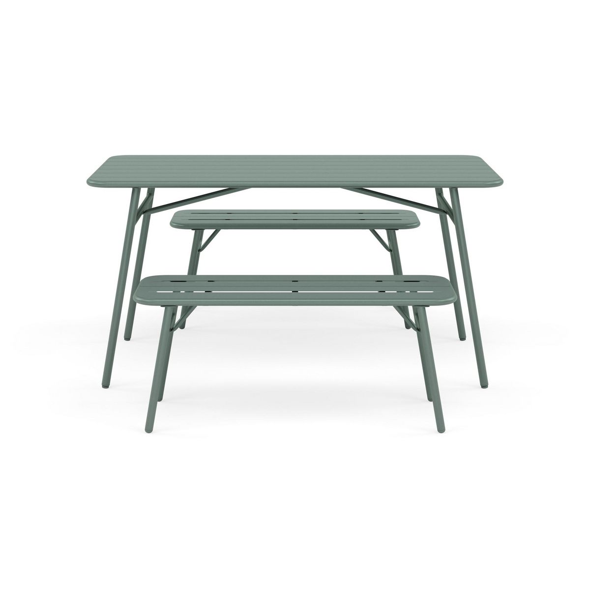 BEST MOBILIER Ribola - ensemble table et bancs de jardin - 4 personnes - vert