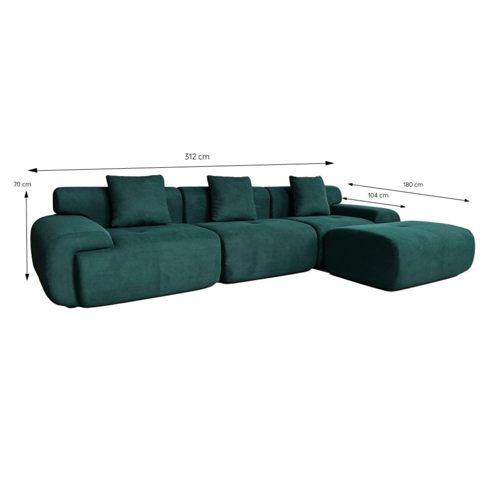 Voir la diapositive 3 : CONCEPT USINE Canapé compressé modulable en tissu chenille vert foncé 4-5 places sheffield